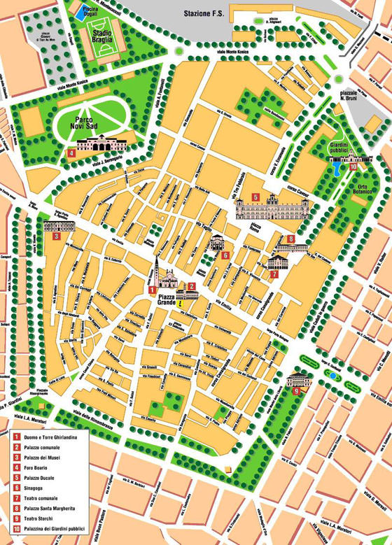Gedetailleerde plattegrond van Modena