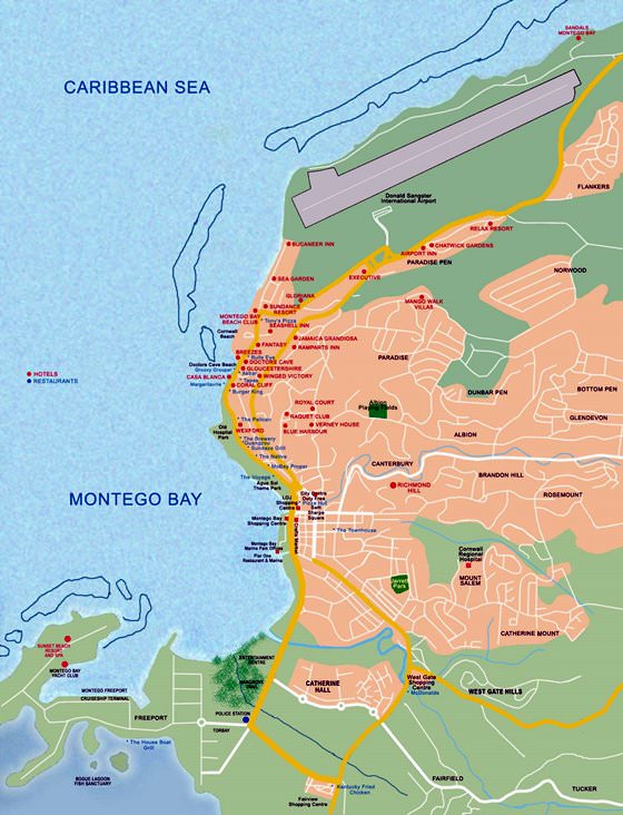 Gedetailleerde plattegrond van Montego Bay