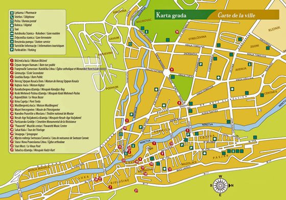 Детальная карта Мостара 1