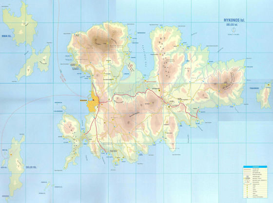 Gran mapa de Ciudad de Mykonos 1