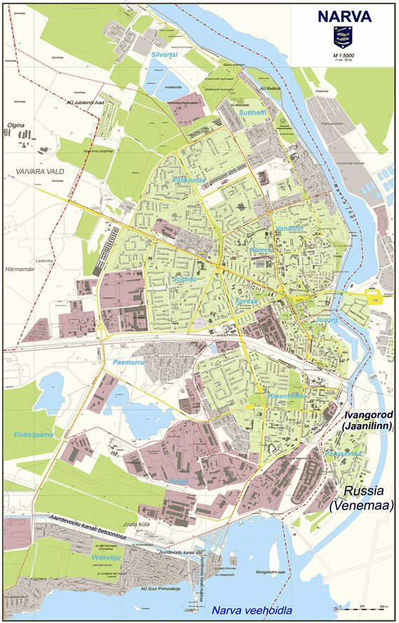 Hoge-resolutie kaart van Narva