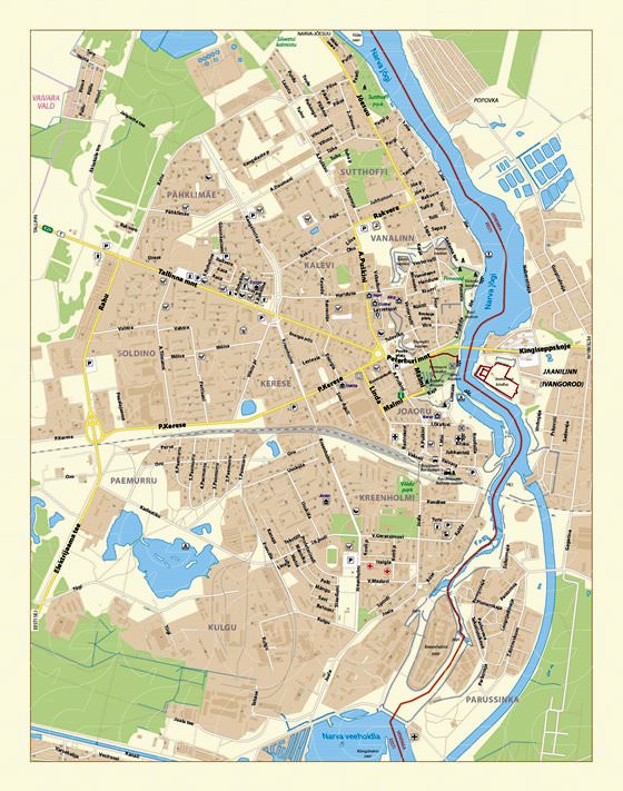 Gedetailleerde plattegrond van Narva