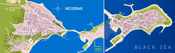 Gedetailleerde plattegrond van Nesebur