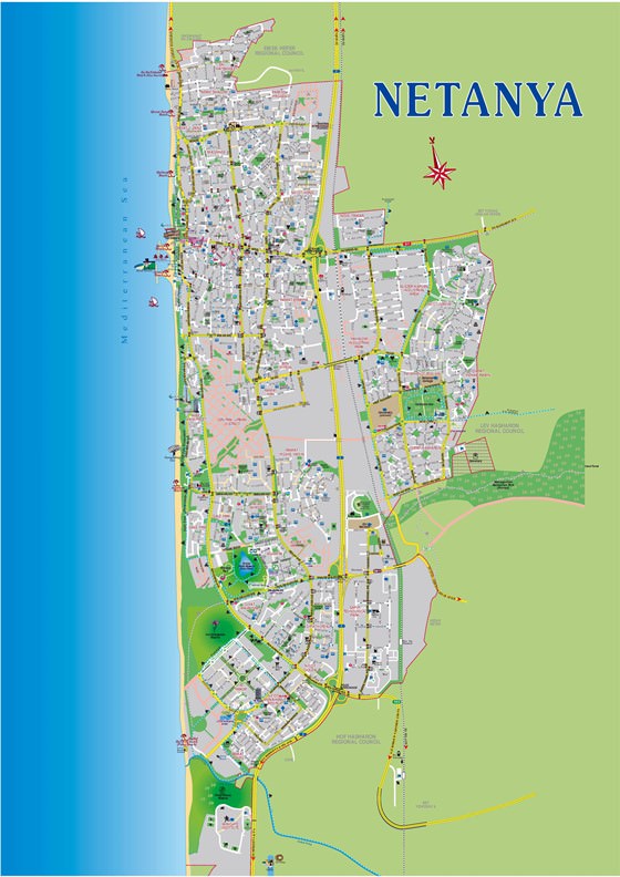 Gedetailleerde plattegrond van Netanya