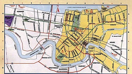 Gedetailleerde plattegrond van New Orleans