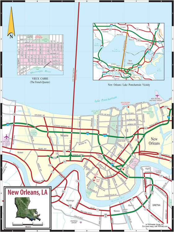 Подробная карта Нового Орлеана 2