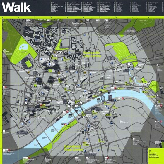 Detaillierte Karte von Newcastle upon Tyne 2