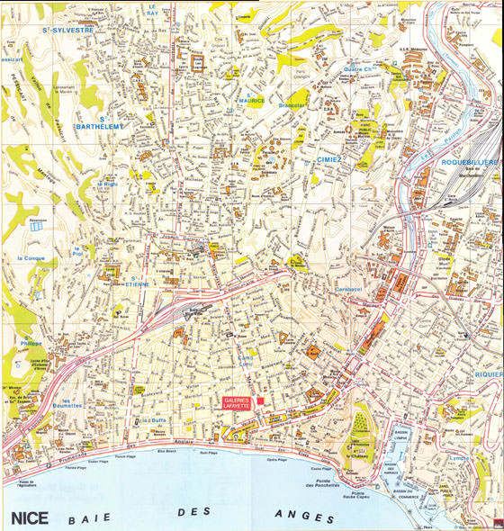 Gedetailleerde plattegrond van Nice