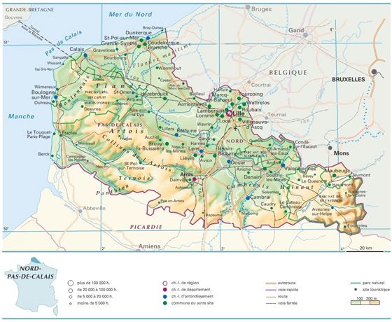 Подробная карта Нор-Па-де-Кале 2
