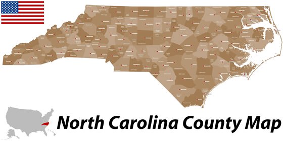 Подробная карта Северной Каролины 2