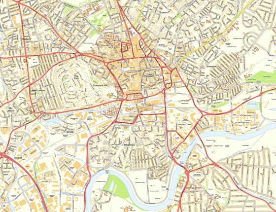 Large map of Nottingham 1