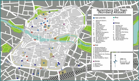 Detaillierte Karte von Nürnberg 2