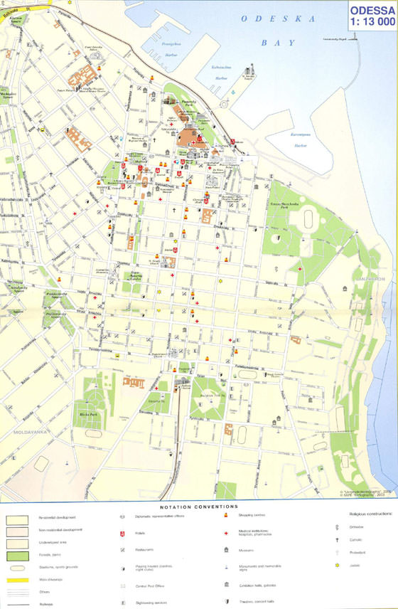 Gedetailleerde plattegrond van Odessa