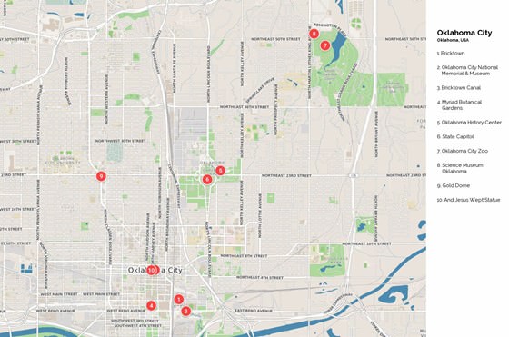 Gedetailleerde plattegrond van Oklahoma City