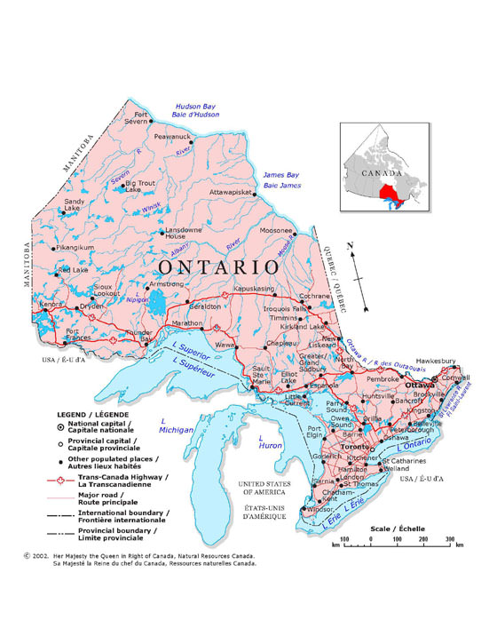 Große Karte von Ontario Stadt 1