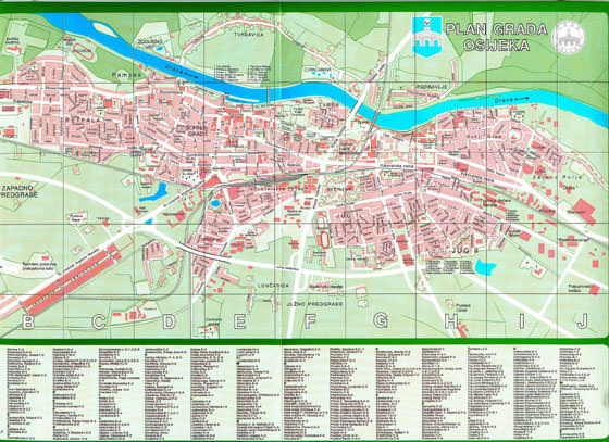 Gedetailleerde plattegrond van Osijek