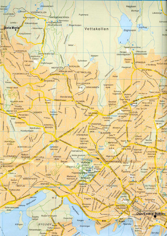 Gedetailleerde plattegrond van Oslo