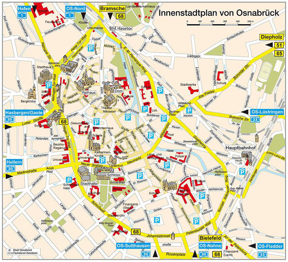 Gedetailleerde plattegrond van Osnabruck