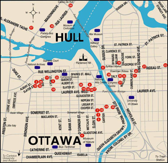 Gedetailleerde plattegrond van Ottawa