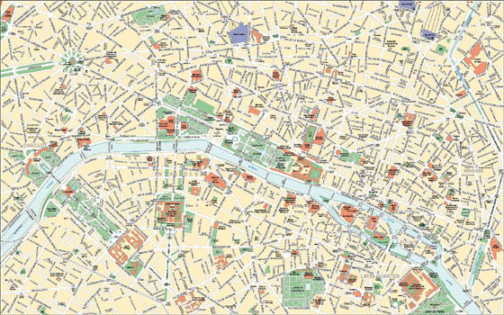 Gedetailleerde plattegrond van Parijs