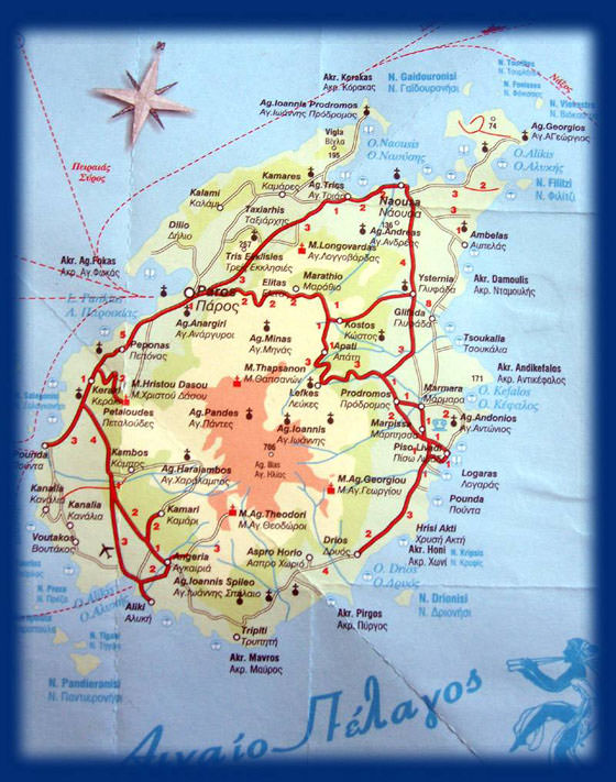 Gedetailleerde plattegrond van Paros