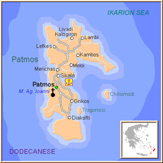 Gedetailleerde plattegrond van Patmos