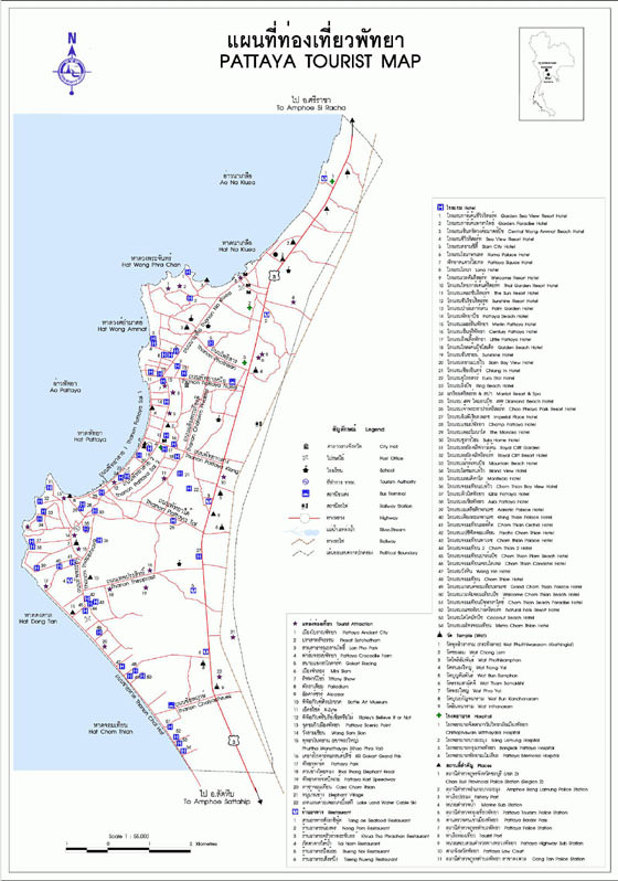 Hoge-resolutie kaart van Pattaya
