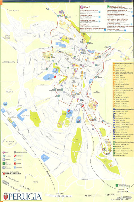Gedetailleerde plattegrond van Perugia