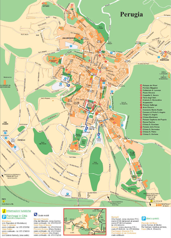 Hoge-resolutie kaart van Perugia