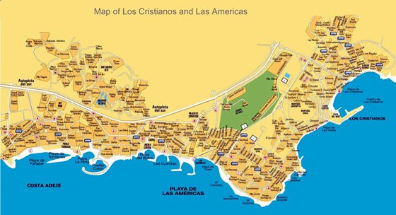 Gedetailleerde plattegrond van Playa de las Americas