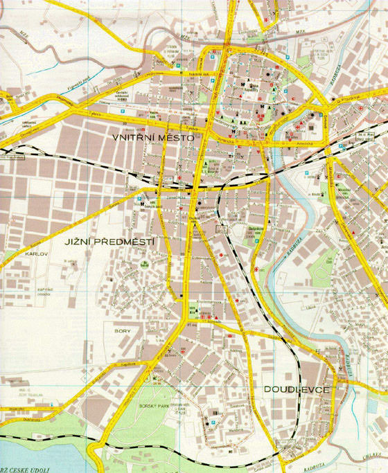 Gedetailleerde plattegrond van Plzen