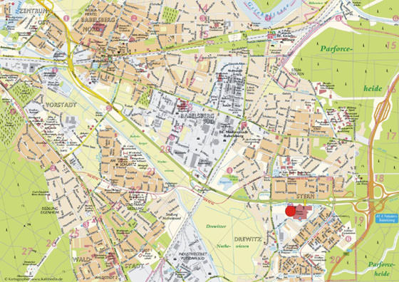 Gedetailleerde plattegrond van Potsdam