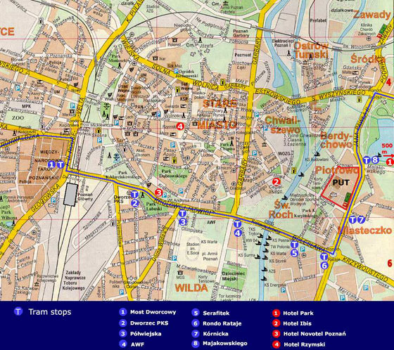 Hoge-resolutie kaart van Poznan