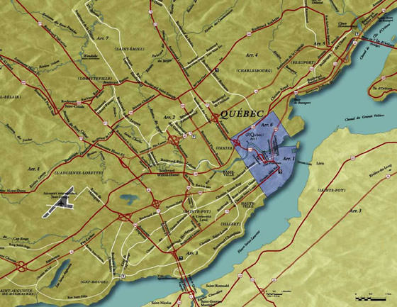 Gedetailleerde plattegrond van Quebec City