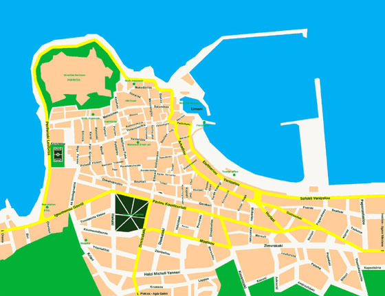 Hoge-resolutie kaart van Rethymno