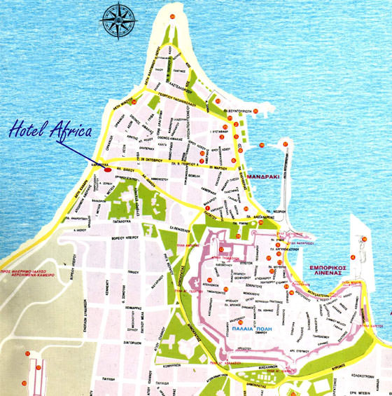 Gedetailleerde plattegrond van Rhodos