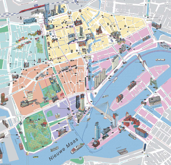 Gedetailleerde plattegrond van Rotterdam