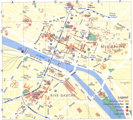 Gedetailleerde plattegrond van Rouen