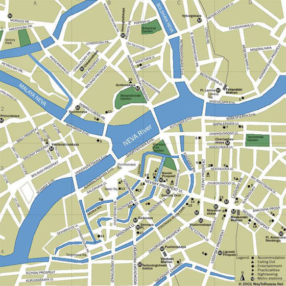 Gedetailleerde plattegrond van Saint Petersburg