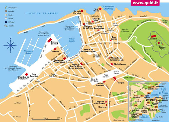 Gedetailleerde plattegrond van Saint-Tropez