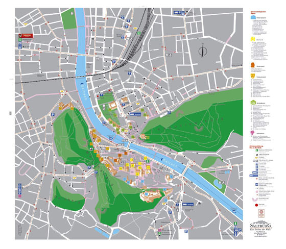 Gedetailleerde plattegrond van Salzburg