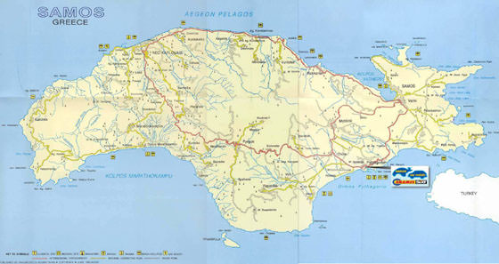 Gedetailleerde plattegrond van Samos