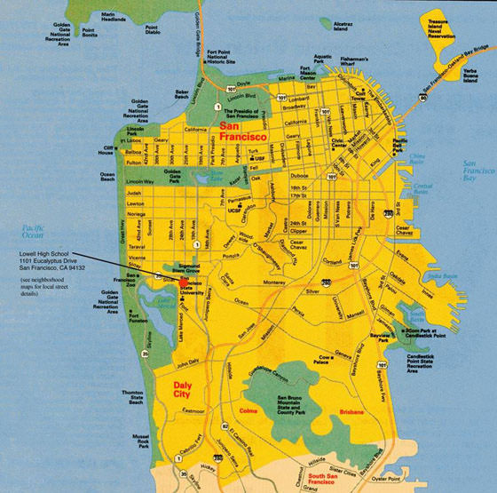 Gedetailleerde plattegrond van San Francisco