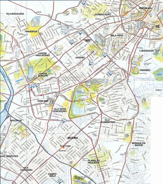 Gedetailleerde plattegrond van Sao Paulo