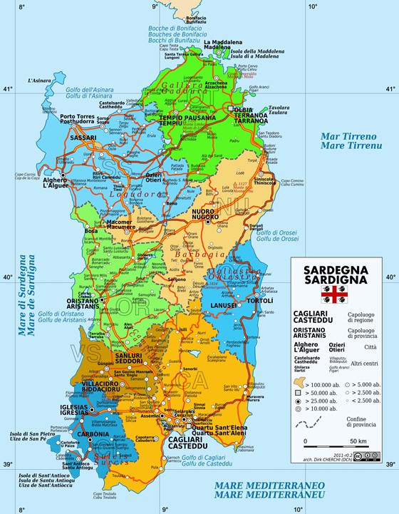 Große Karte von Sardinien 1