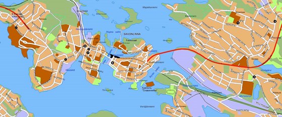 Gedetailleerde plattegrond van Savonlinna