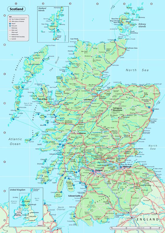 Подробная карта Шотландии 2