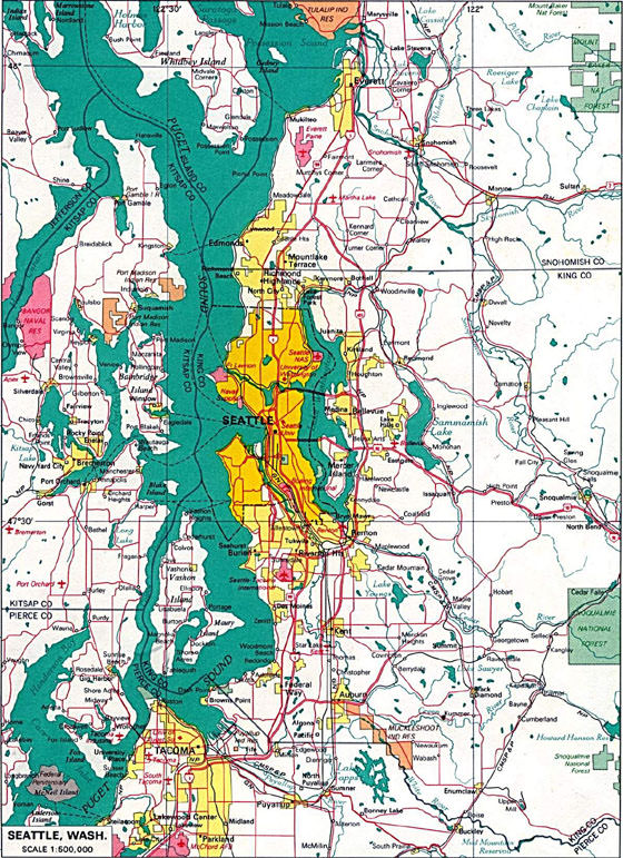 Gedetailleerde plattegrond van Seattle