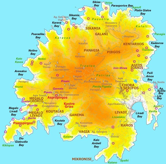 Large map of Seriphos Island 1