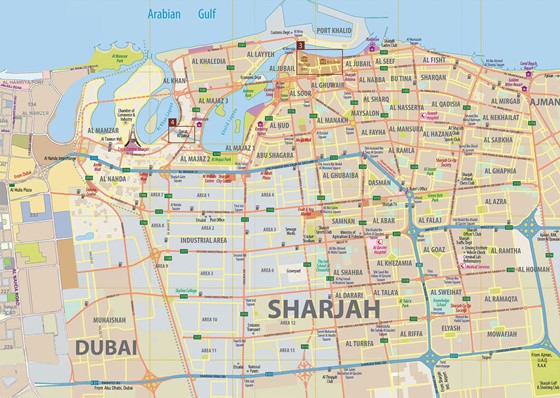 Detaillierte Karte von Sharjah 2
